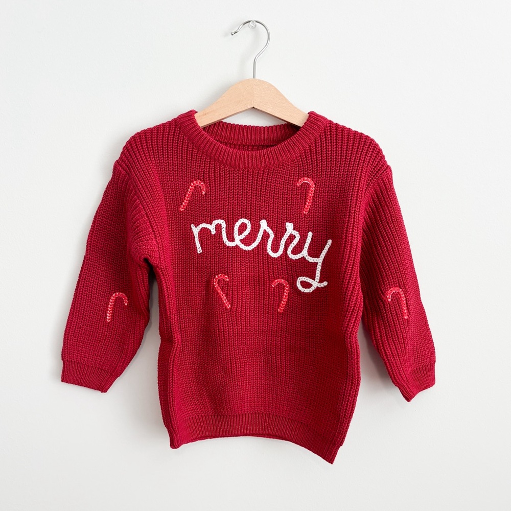 Kid’s “Merry”Hand Embroidered Sweater size 3T